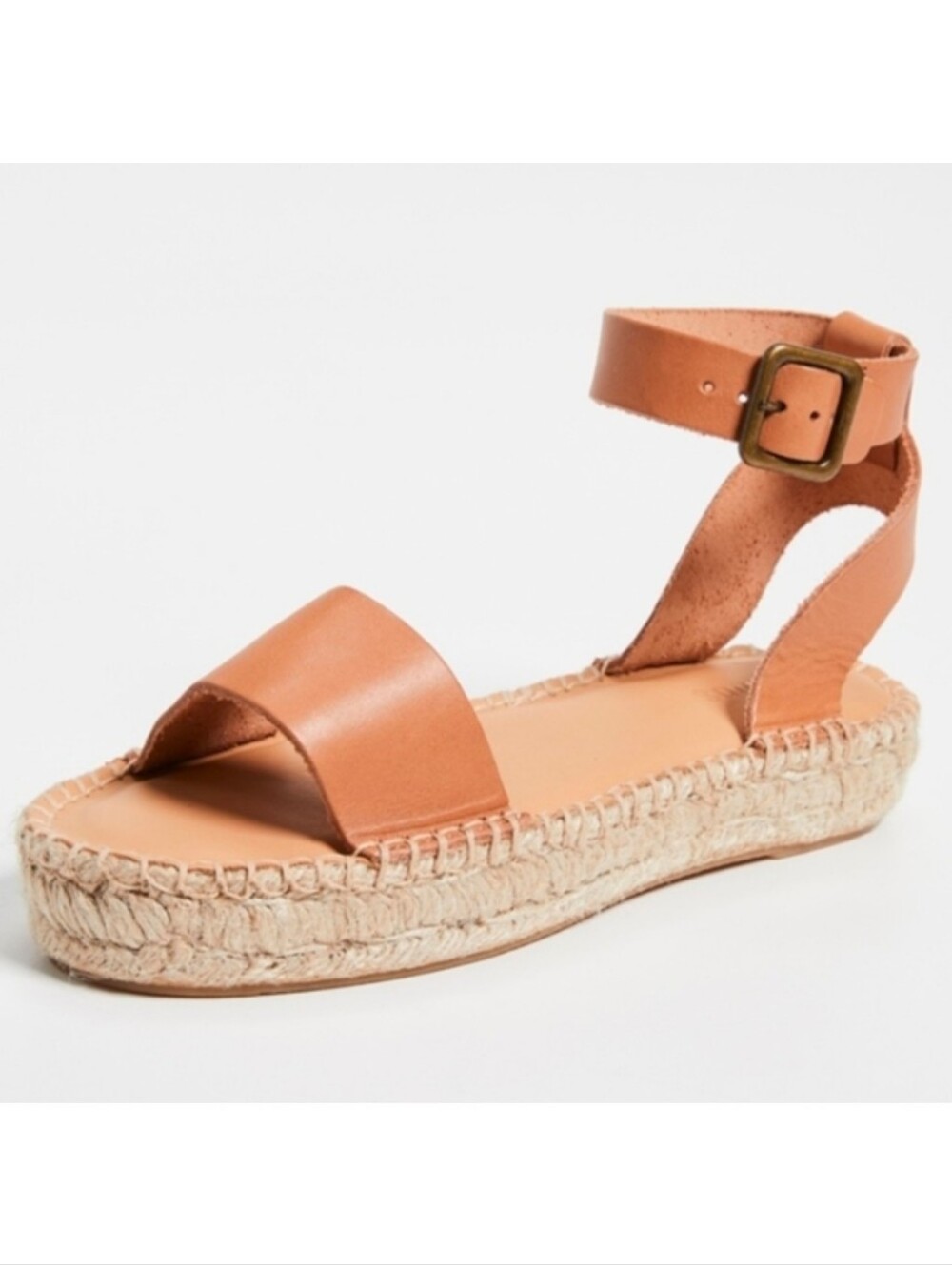NEW Soludos Cadiz Brown Leather Espadrille Platform Sandals Size 9